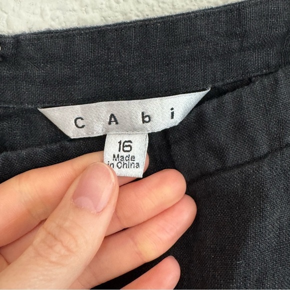 CABI Womens Size 16 Plus Black 100% Linen Wide Leg Pants Back Zip Minimalist - Picture 3 of 7
